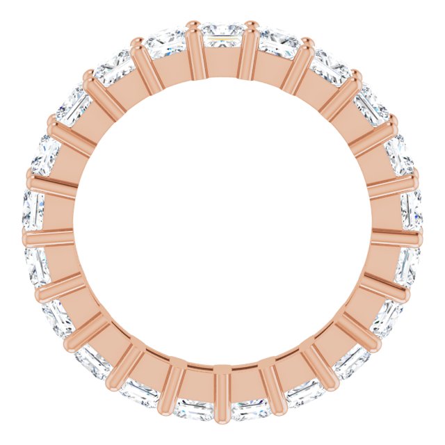10K Gold Square Natural Diamond Shared-Prong Eternity Band – 3.25x3.25 mm Stones - Rose Gold - view 2