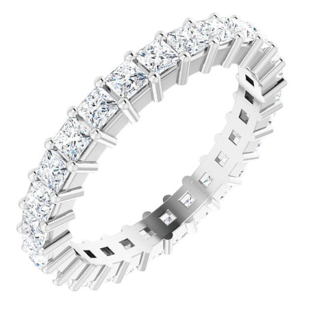 10K Gold Square Natural Diamond Shared-Prong Eternity Band – 2.25x2.25 mm Stones - White Gold