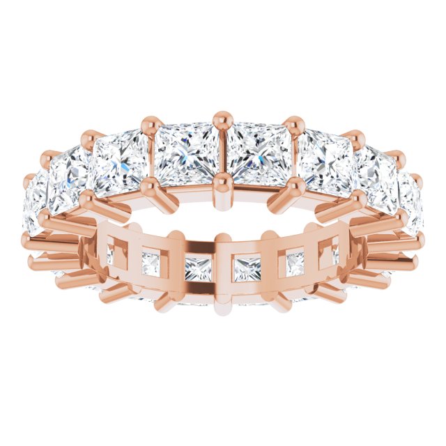 10K Gold Square Lab-Grown Diamond Shared-Prong Eternity Band – 3.75x3.75 mm Stones - Rose Gold - view 3