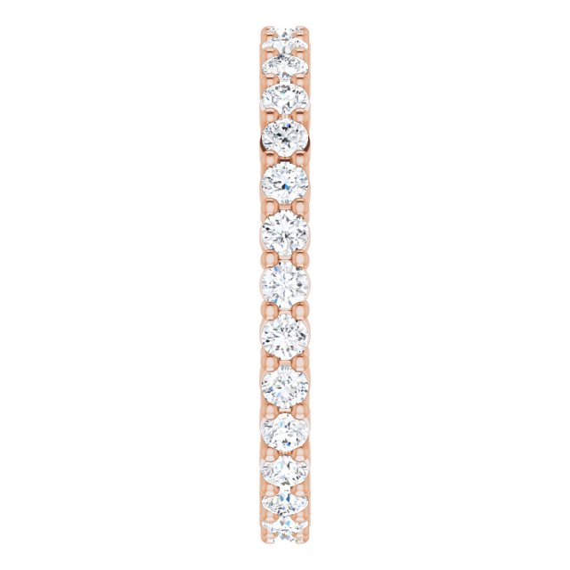 14K Gold Round Lab-Grown Diamond Shared-Prong Eternity Band – 2 mm Stones - Rose Gold - view 4