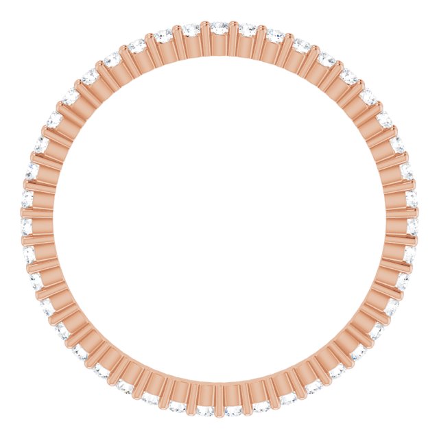 10K Gold Round Lab-Grown Diamond Shared-Prong Eternity Band – 1.3 mm Stones - Rose Gold - view 2