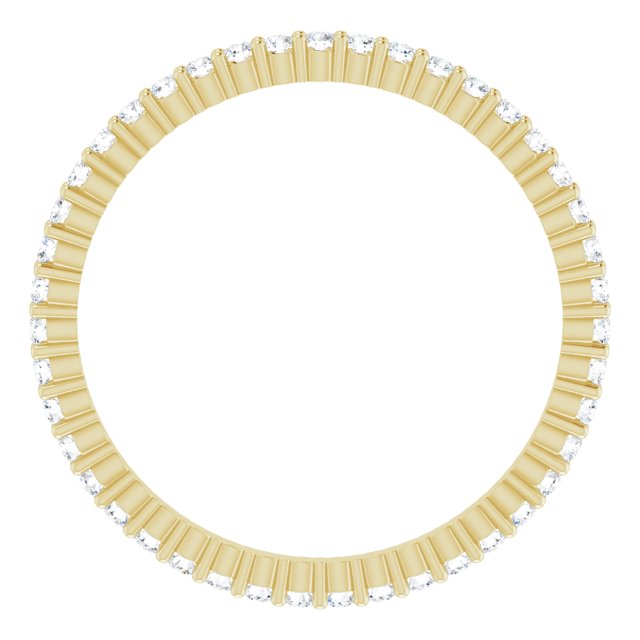 14K Gold Round Lab-Grown Diamond Shared-Prong Eternity Band – 1.3 mm Stones - Yellow Gold - view 2