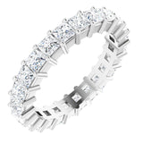 10K Gold Square Natural Diamond Shared-Prong Eternity Band – 2.75x2.75 mm Stones - White Gold