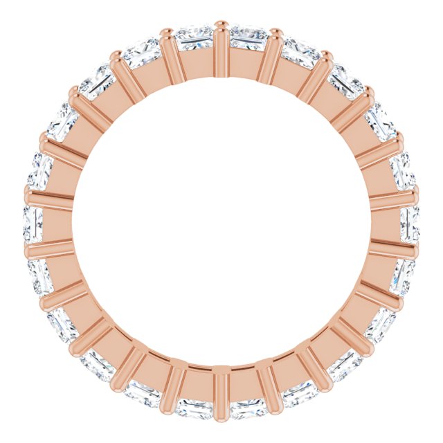 10K Gold Square Lab-Grown Diamond Shared-Prong Eternity Band – 3x3 mm Stones - Rose Gold - view 2