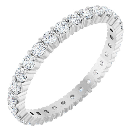 10K Gold Round Lab-Grown Diamond Shared-Prong Eternity Band – 2 mm Stones - White Gold