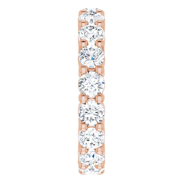 10K Gold Round Natural Diamond Shared-Prong Eternity Band – 3.75 mm Stones - Rose Gold - view 4