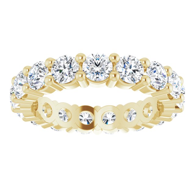 14K Gold Round Lab-Grown Diamond Shared-Prong Eternity Band – 3.8 mm Stones - Yellow Gold - view 3