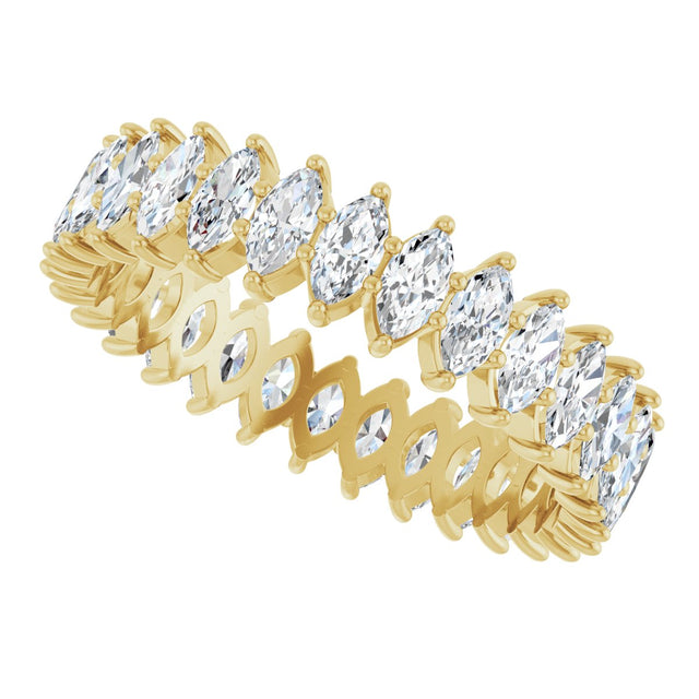 14K Gold Marquise Natural Diamond Shared-Prong Eternity Band – 4x2 mm Stones - Yellow Gold - view 5