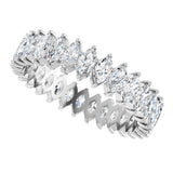 14K Gold Marquise Natural Diamond Shared-Prong Eternity Band – 4x2 mm Stones - White Gold - view 5