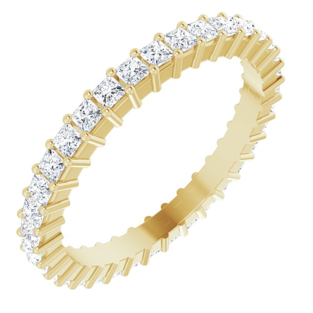 10K Gold Square Natural Diamond Shared-Prong Eternity Band – 1.75x1.75 mm Stones - Yellow Gold