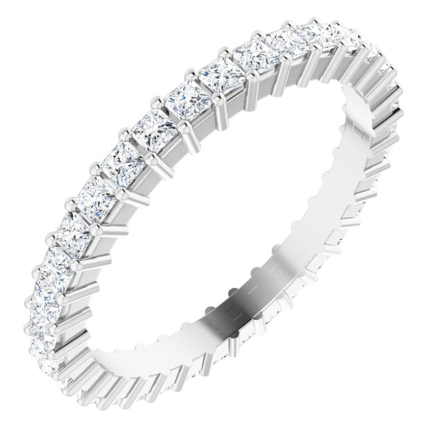 14K Gold Square Lab-Grown Diamond Shared-Prong Eternity Band – 1.75x1.75 mm Stones - White Gold