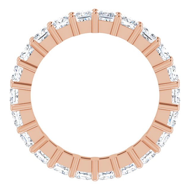 10K Gold Square Lab-Grown Diamond Shared-Prong Eternity Band – 3x3 mm Stones - Rose Gold - view 2