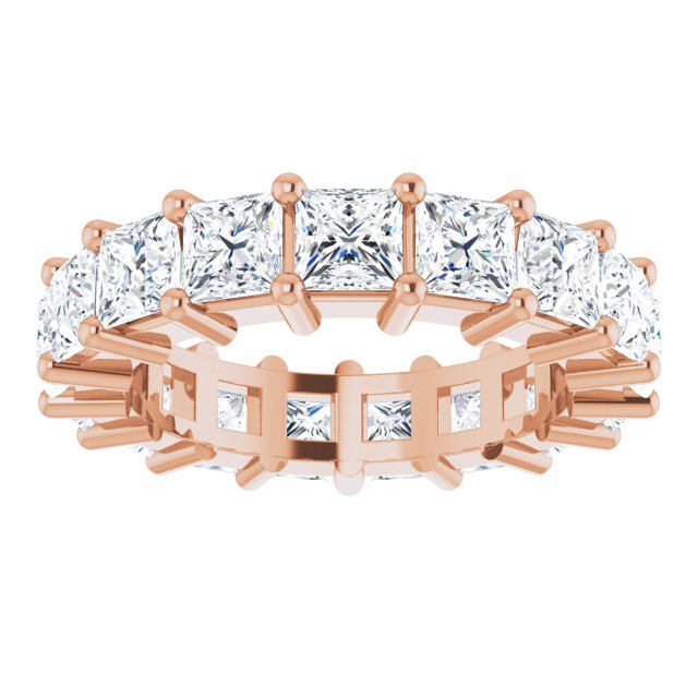 10K Gold Square Lab-Grown Diamond Shared-Prong Eternity Band – 4x4 mm Stones - Rose Gold - view 3