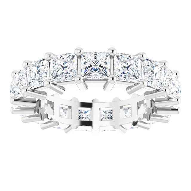 10K Gold Square Lab-Grown Diamond Shared-Prong Eternity Band – 4x4 mm Stones - White Gold - view 3
