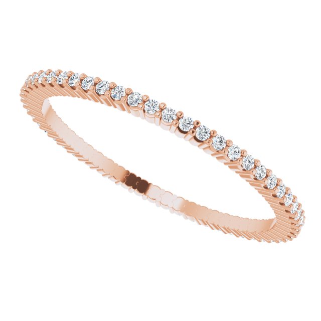 10K Gold Round Lab-Grown Diamond Shared-Prong Eternity Band – 1 mm Stones - Rose Gold - view 5