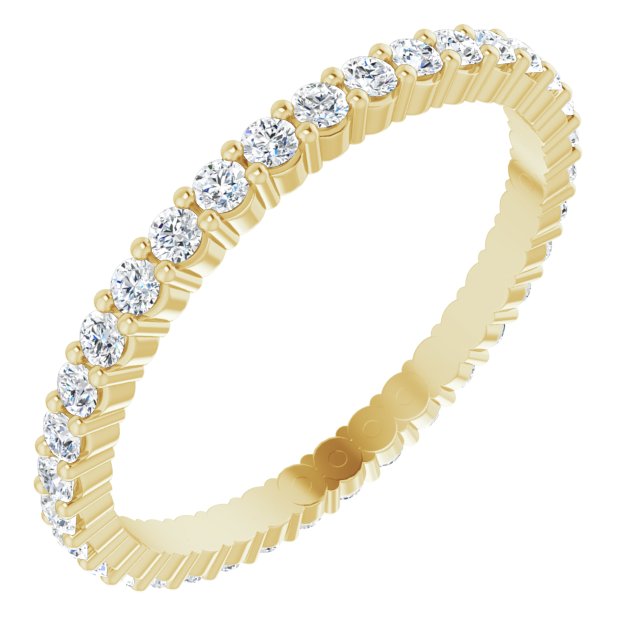 10K Gold Round Lab-Grown Diamond Shared-Prong Eternity Band – 1.7 mm Stones - Yellow Gold
