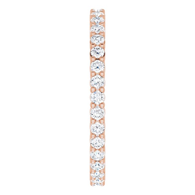 10K Gold Round Natural Diamond Shared-Prong Eternity Band – 2 mm Stones - Rose Gold - view 4