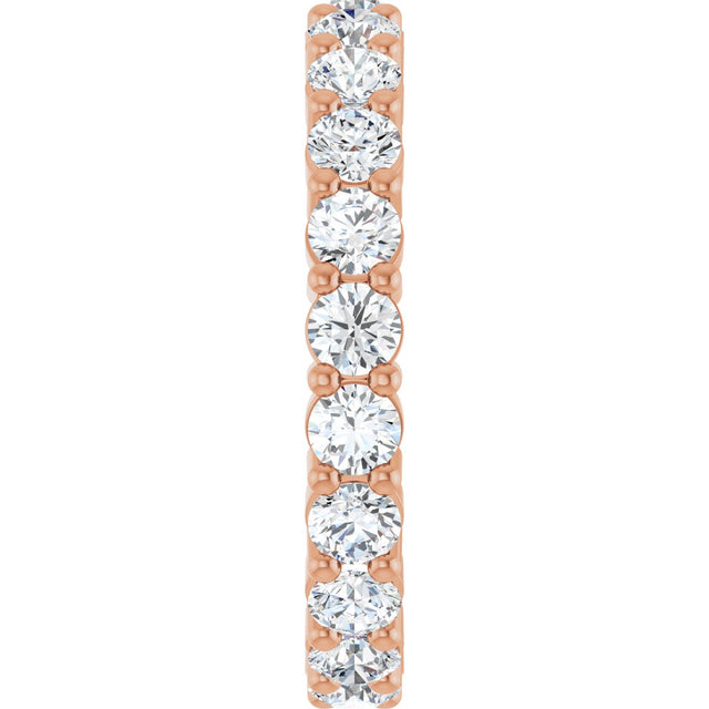 10K Gold Round Natural Diamond Shared-Prong Eternity Band – 3 mm Stones - Rose Gold - view 4