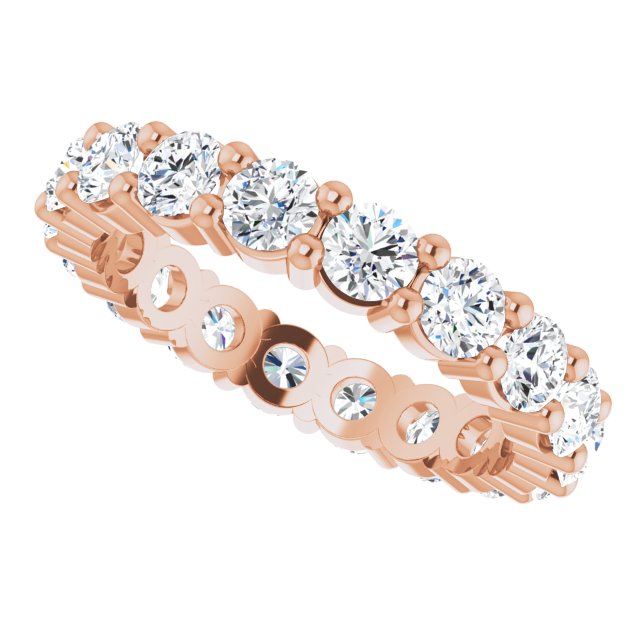 10K Gold Round Lab-Grown Diamond Shared-Prong Eternity Band – 3.5 mm Stones - Rose Gold - view 5
