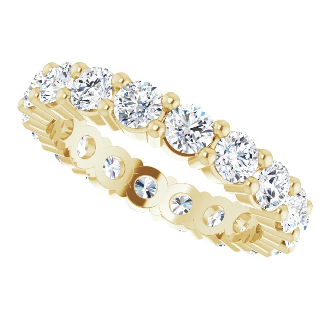 14K Gold Round Lab-Grown Diamond Shared-Prong Eternity Band – 3.5 mm Stones - Yellow Gold - view 5