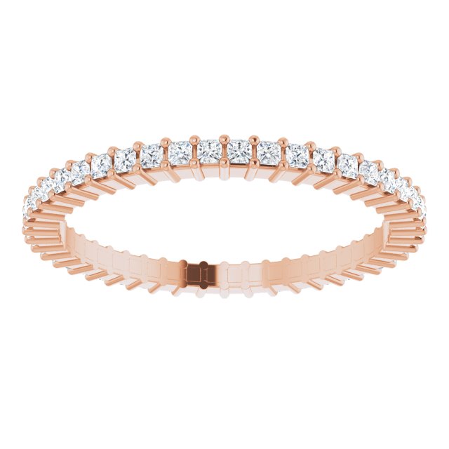 10K Gold Square Lab-Grown Diamond Shared-Prong Eternity Band – 1.25x1.25 mm Stones - Rose Gold - view 3