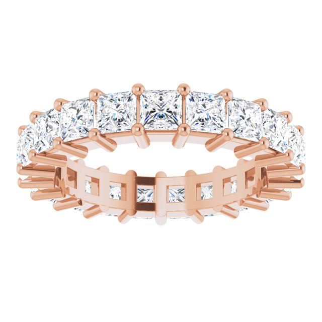 10K Gold Square Natural Diamond Shared-Prong Eternity Band – 3.25x3.25 mm Stones - Rose Gold - view 3