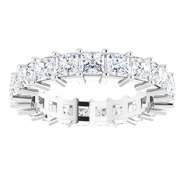 10K Gold Square Natural Diamond Shared-Prong Eternity Band – 3.25x3.25 mm Stones - White Gold - view 3