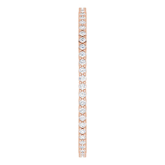 10K Gold Round Lab-Grown Diamond Shared-Prong Eternity Band – 1 mm Stones - Rose Gold - view 4