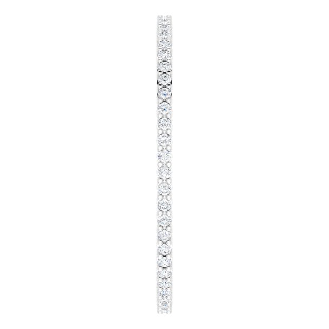 10K Gold Round Lab-Grown Diamond Shared-Prong Eternity Band – 1 mm Stones - White Gold - view 4