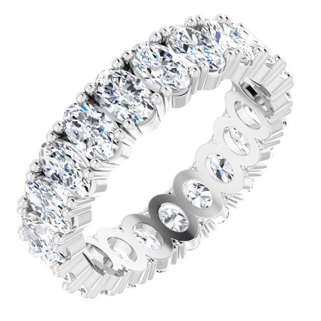 10K Gold Oval Natural Diamond Shared-Prong Eternity Band – 5x3 mm Stones - White Gold