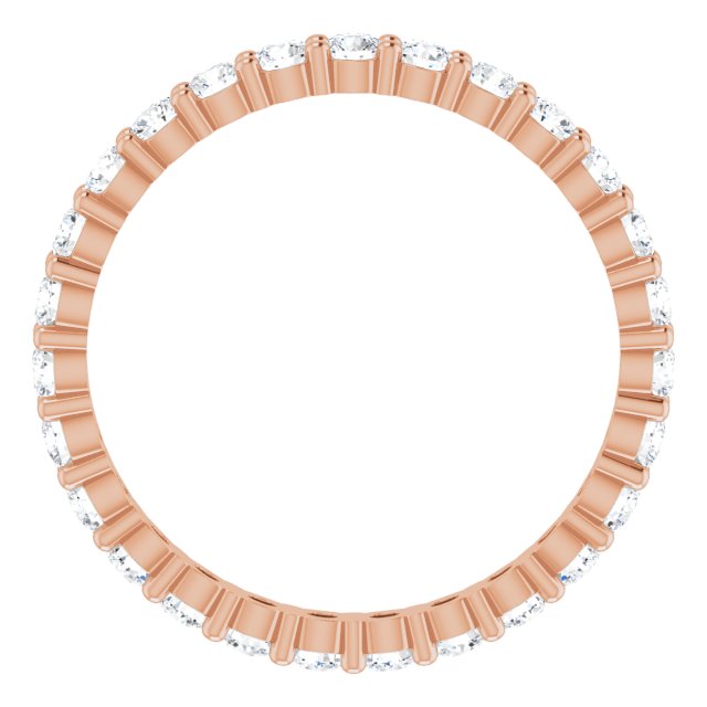 10K Gold Round Natural Diamond Shared-Prong Eternity Band – 2.25 mm Stones - Rose Gold - view 2
