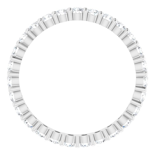 10K Gold Round Natural Diamond Shared-Prong Eternity Band – 2.25 mm Stones - White Gold - view 2
