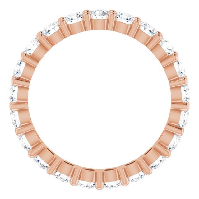 10K Gold Round Lab-Grown Diamond Shared-Prong Eternity Band – 3 mm Stones - Rose Gold - view 2