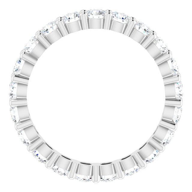 10K Gold Round Lab-Grown Diamond Shared-Prong Eternity Band – 3 mm Stones - White Gold - view 2