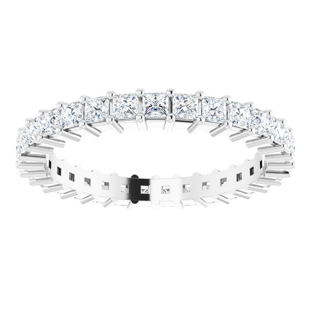 10K Gold Square Natural Diamond Shared-Prong Eternity Band – 2x2 mm Stones - White Gold - view 3
