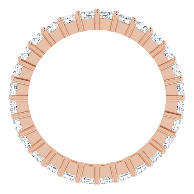 10K Gold Square Natural Diamond Shared-Prong Eternity Band – 2.25x2.25 mm Stones - Rose Gold - view 2