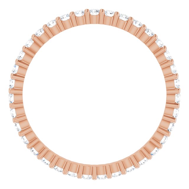 10K Gold Round Natural Diamond Shared-Prong Eternity Band – 1.7 mm Stones - Rose Gold - view 2