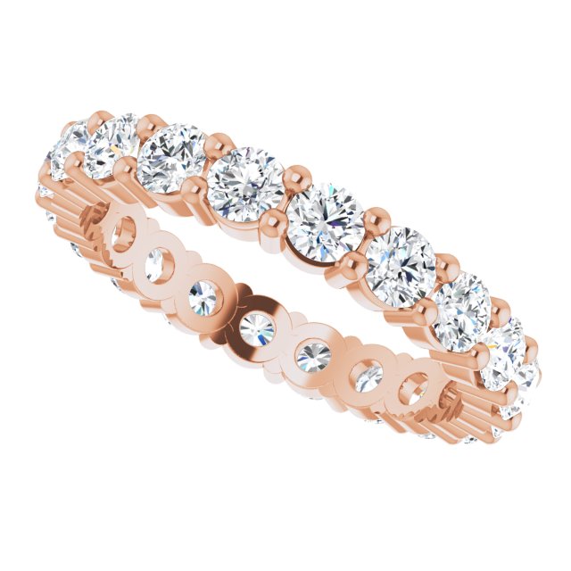 10K Gold Round Natural Diamond Shared-Prong Eternity Band – 3.2 mm Stones - Rose Gold - view 5