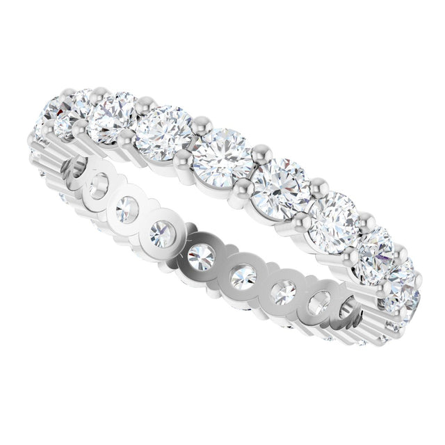 10K Gold Round Lab-Grown Diamond Shared-Prong Eternity Band – 3 mm Stones - White Gold - view 5