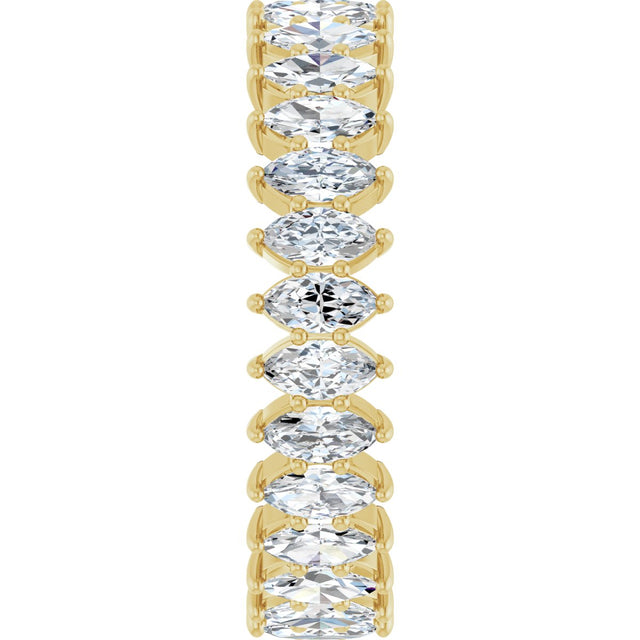 14K Gold Marquise Natural Diamond Shared-Prong Eternity Band – 4x2 mm Stones - Yellow Gold - view 4
