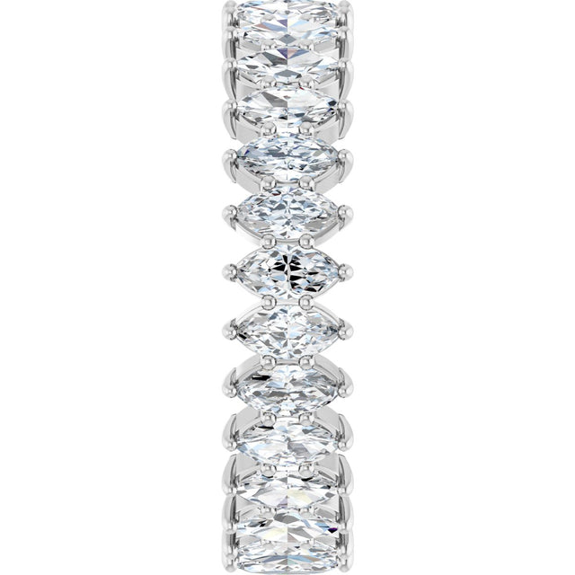 14K Gold Marquise Natural Diamond Shared-Prong Eternity Band – 4x2 mm Stones - White Gold - view 4