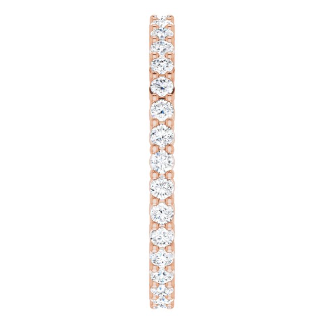 10K Gold Round Lab-Grown Diamond Shared-Prong Eternity Band – 1.7 mm Stones - Rose Gold - view 4