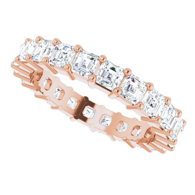 14K Gold Asscher Lab-Grown Diamond Shared-Prong Eternity Band – 3x3 mm Stones - Rose Gold - view 5