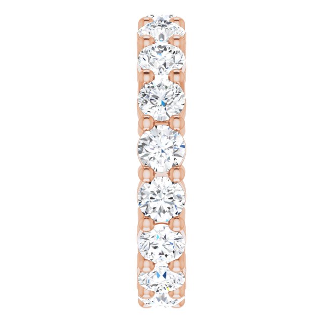 10K Gold Round Natural Diamond Shared-Prong Eternity Band – 3.75 mm Stones - Rose Gold - view 4