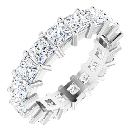 10K Gold Square Lab-Grown Diamond Shared-Prong Eternity Band – 3.75x3.75 mm Stones - White Gold