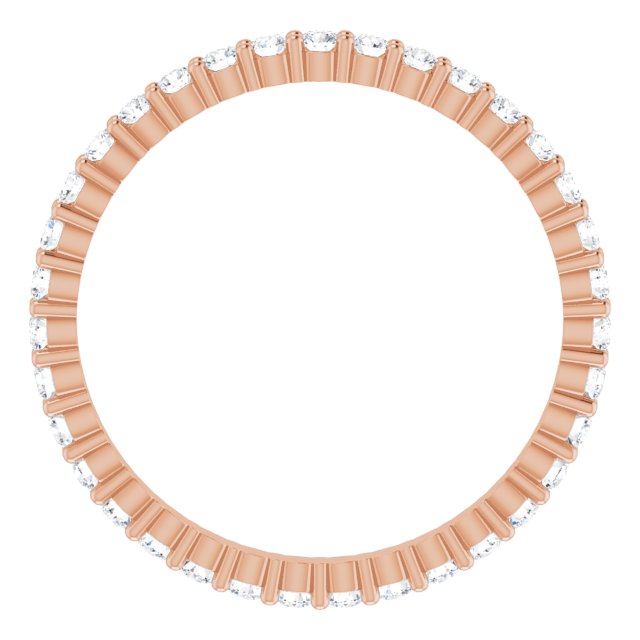10K Gold Round Natural Diamond Shared-Prong Eternity Band – 1.7 mm Stones - Rose Gold - view 2