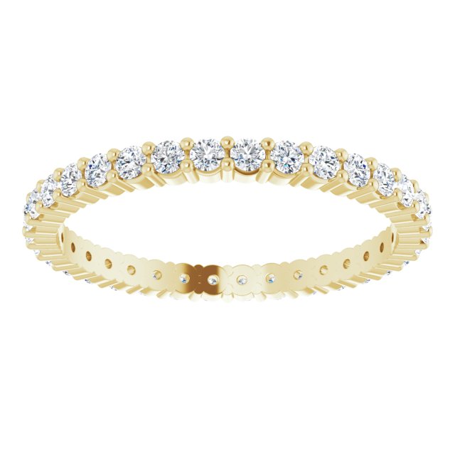 10K Gold Round Lab-Grown Diamond Shared-Prong Eternity Band – 2 mm Stones - Yellow Gold - view 3