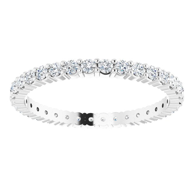 10K Gold Round Lab-Grown Diamond Shared-Prong Eternity Band – 1.75 mm Stones - White Gold - view 3