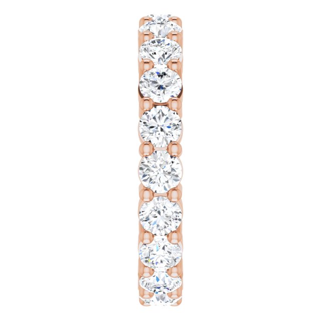 10K Gold Round Natural Diamond Shared-Prong Eternity Band – 3.5 mm Stones - Rose Gold - view 4