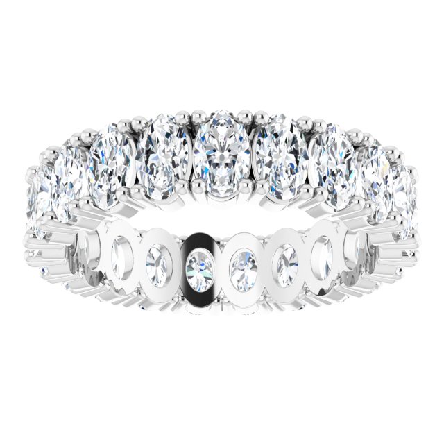 10K Gold Oval Lab-Grown Diamond Shared-Prong Eternity Band – 5x3 mm Stones - White Gold - view 3